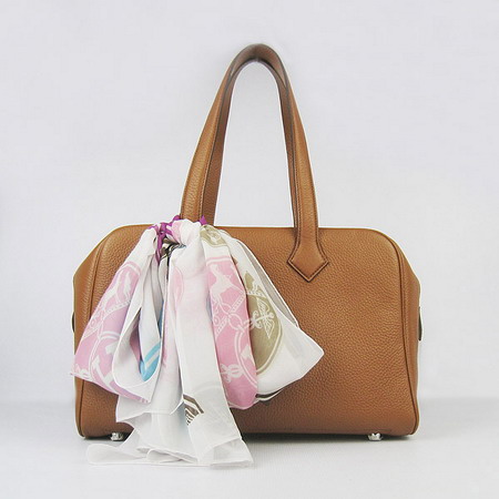 Hermes Victoria H2802 Bags with Scarf Details Light Coffee